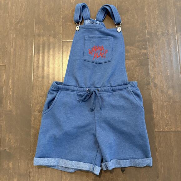 Chucky Halloween Horror Nights Overalls Womens XS Blue Shortalls Embroidered - Picture 1 of 14